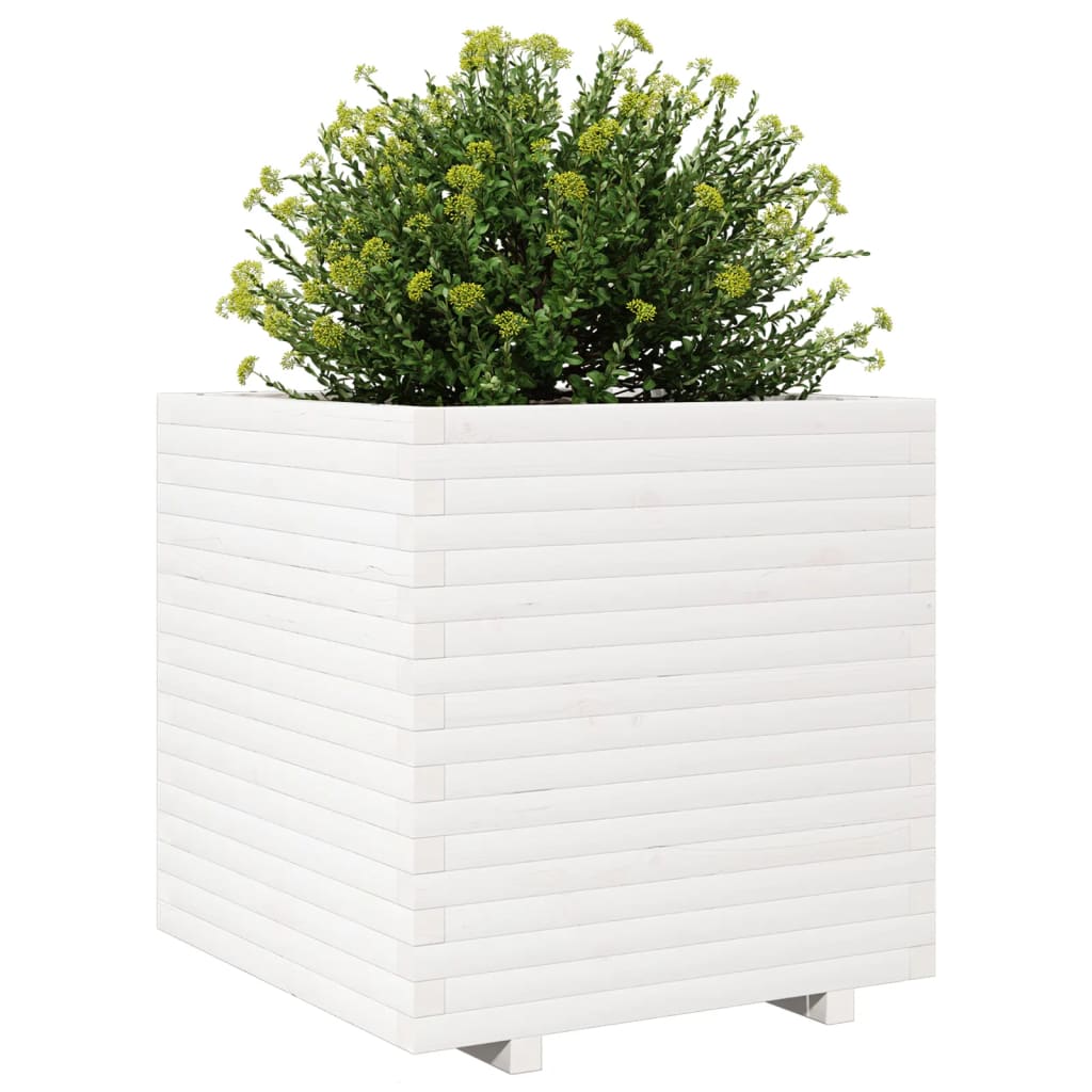 vidaXL Jardinieră de grădină, alb, 70x70x72 cm, lemn masiv de pin vidaXL Jardinieră de grădină, alb, 70x70x72 cm, lemn masiv de pin