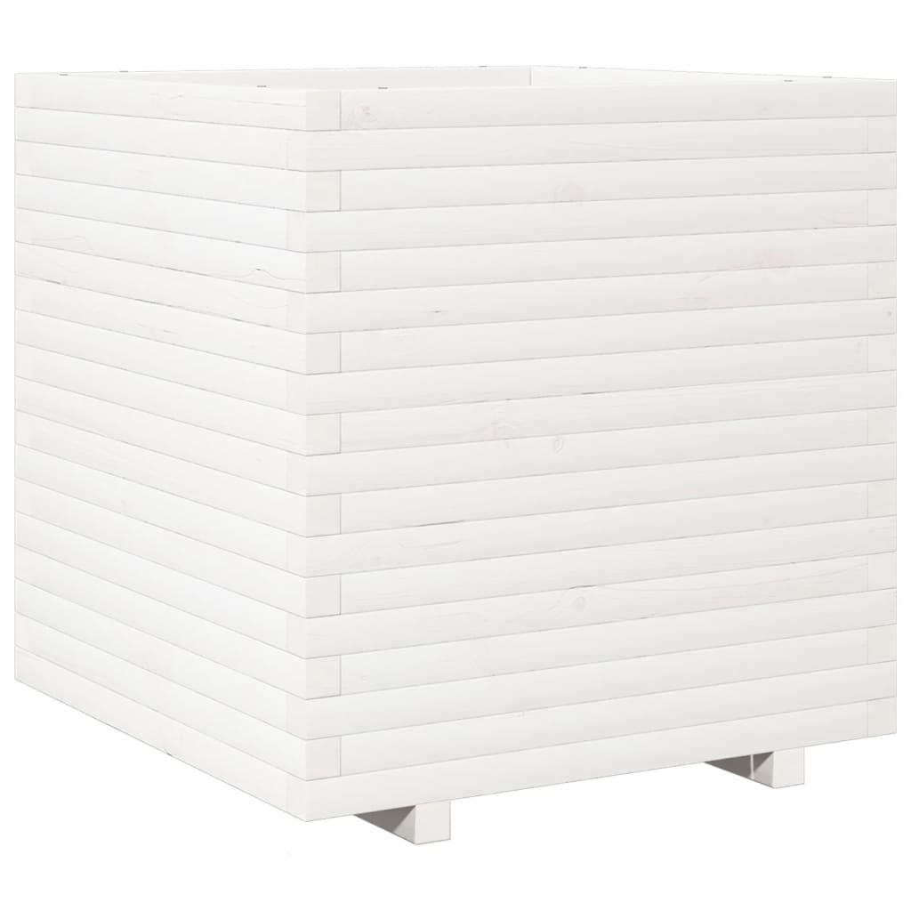 vidaXL Jardinieră de grădină, alb, 70x70x72 cm, lemn masiv de pin vidaXL Jardinieră de grădină, alb, 70x70x72 cm, lemn masiv de pin