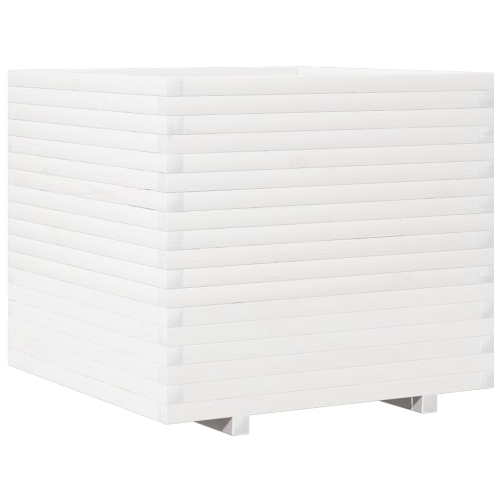 vidaXL Jardinieră de grădină, alb, 80x80x72 cm, lemn masiv de pin vidaXL Jardinieră de grădină, alb, 80x80x72 cm, lemn masiv de pin