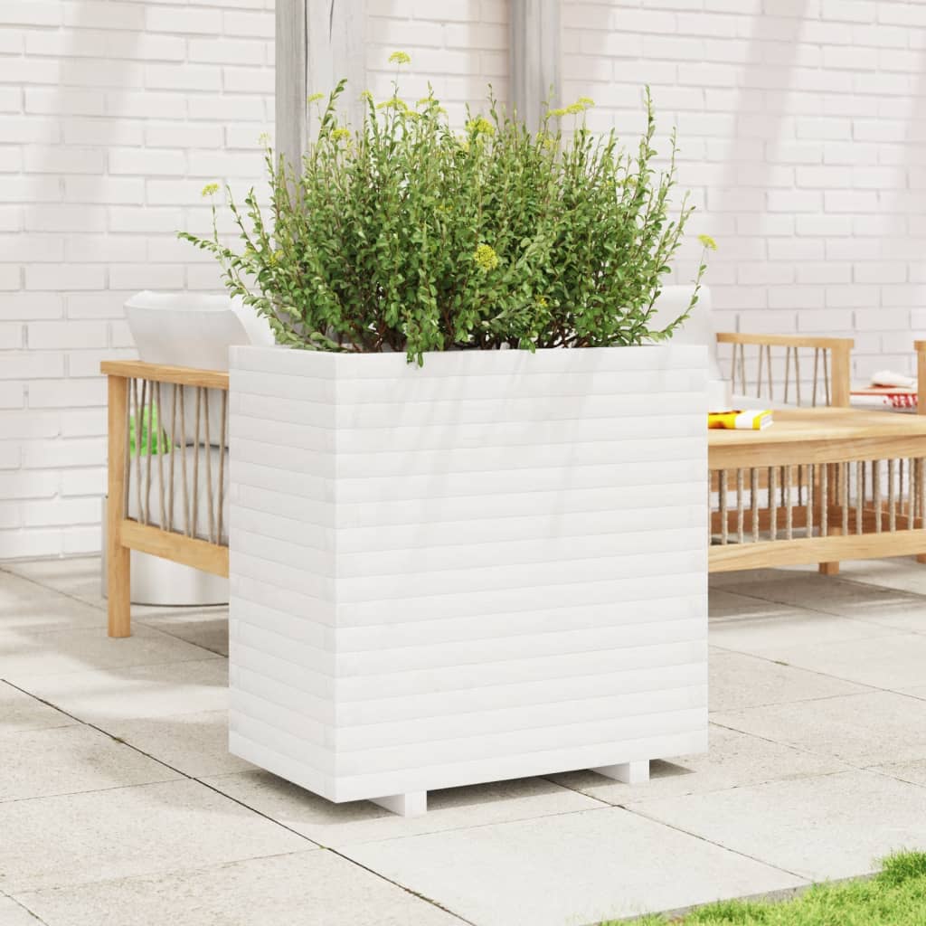 vidaXL Jardinieră de grădină, alb, 70x40x72 cm, lemn masiv de pin vidaXL Jardinieră de grădină, alb, 70x40x72 cm, lemn masiv de pin