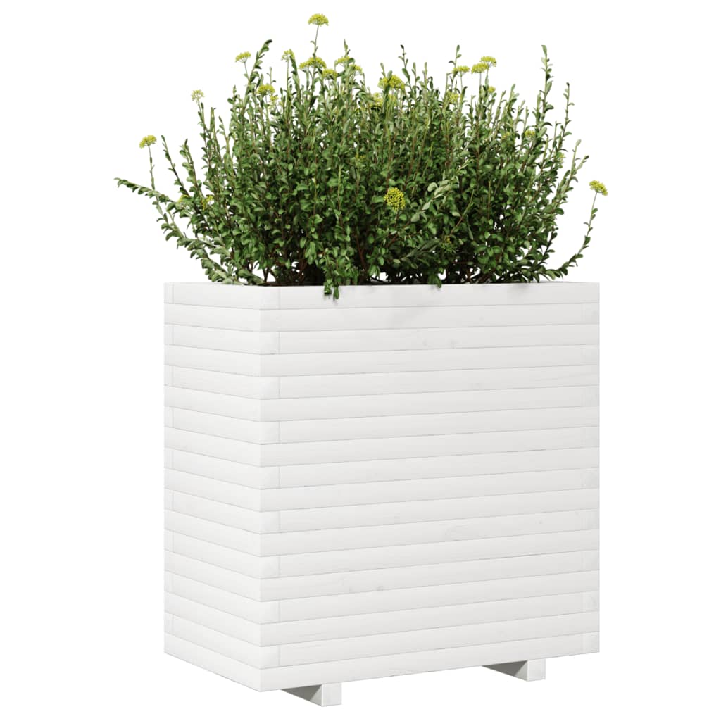 vidaXL Jardinieră de grădină, alb, 70x40x72 cm, lemn masiv de pin vidaXL Jardinieră de grădină, alb, 70x40x72 cm, lemn masiv de pin