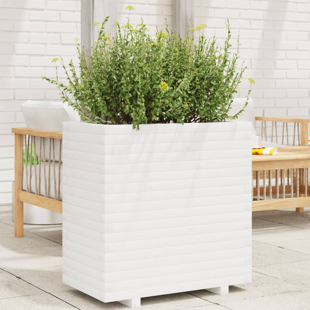 vidaXL Jardinieră de grădină, alb, 70x40x72 cm, lemn masiv de pin vidaXL Jardinieră de grădină, alb, 70x40x72 cm, lemn masiv de pin
