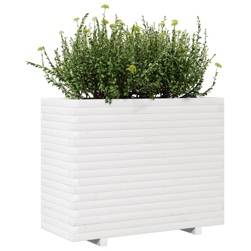 vidaXL Jardinieră de grădină, alb, 90x40x72 cm, lemn masiv de pin vidaXL Jardinieră de grădină, alb, 90x40x72 cm, lemn masiv de pin