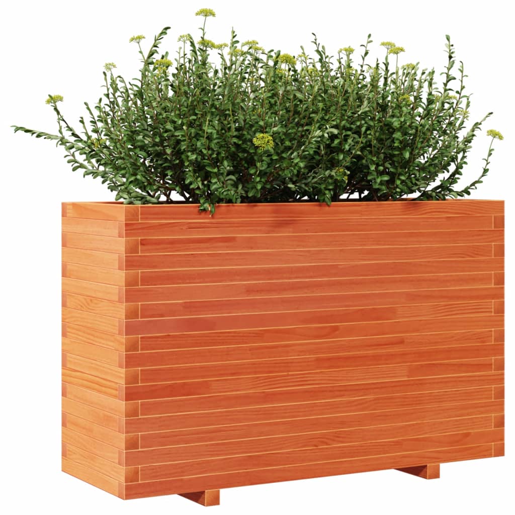 vidaXL Jardinieră de grădină, maro ceruit, 110x40x72cm, lemn masiv pin