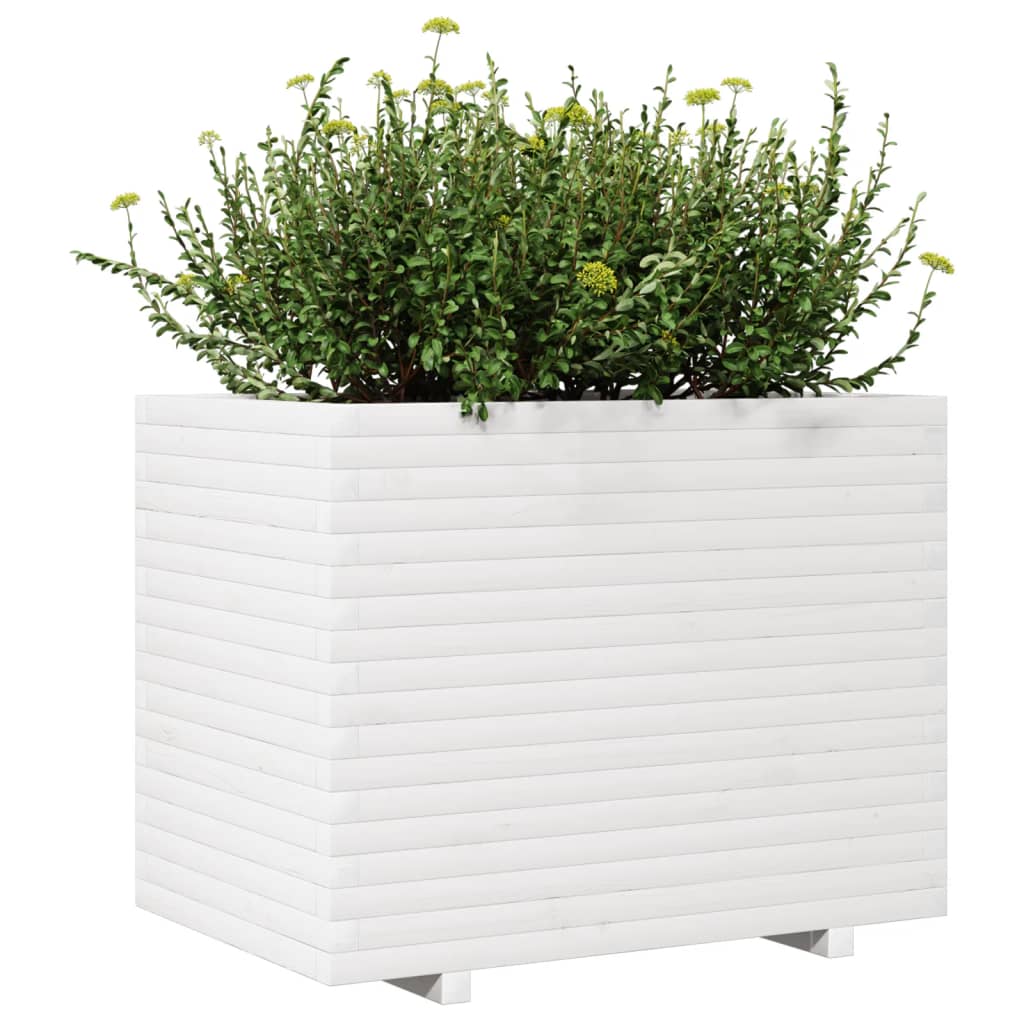 vidaXL Jardinieră de grădină, alb, 90x60x72 cm, lemn masiv de pin vidaXL Jardinieră de grădină, alb, 90x60x72 cm, lemn masiv de pin