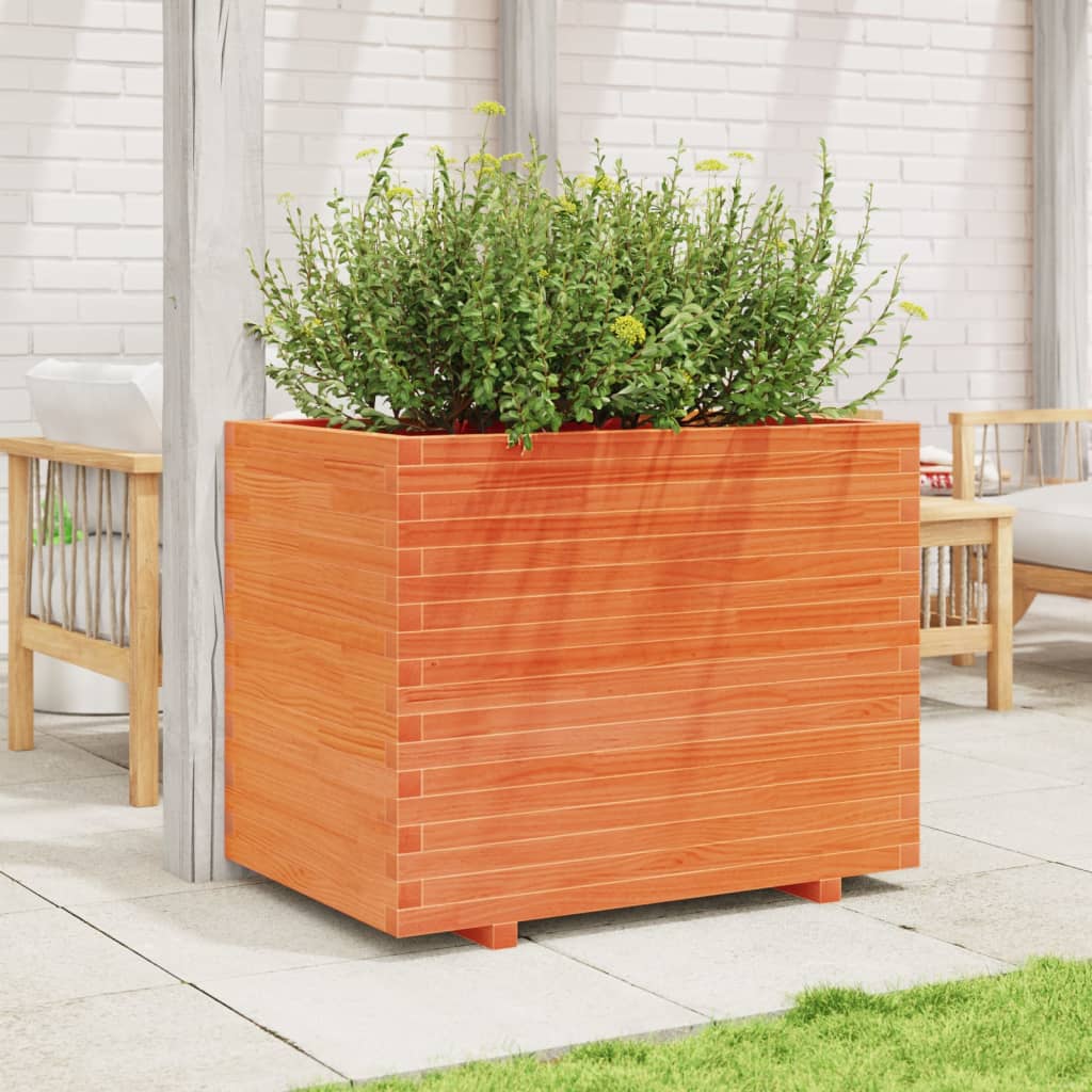 vidaXL Jardinieră de grădină, maro ceruit, 90x60x72 cm, lemn masiv pin vidaXL Jardinieră de grădină, maro ceruit, 90x60x72 cm, lemn masiv pin
