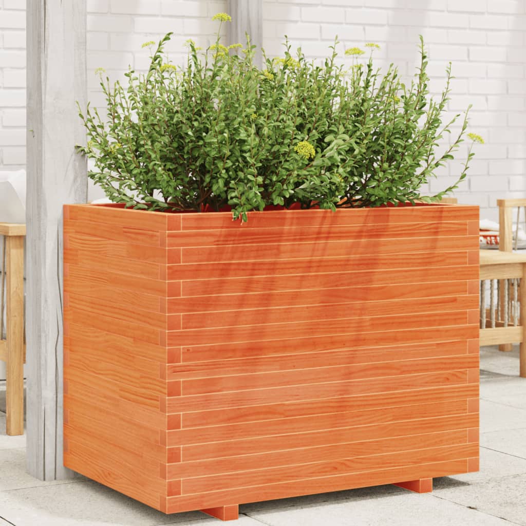 vidaXL Jardinieră de grădină, maro ceruit, 90x60x72 cm, lemn masiv pin vidaXL Jardinieră de grădină, maro ceruit, 90x60x72 cm, lemn masiv pin