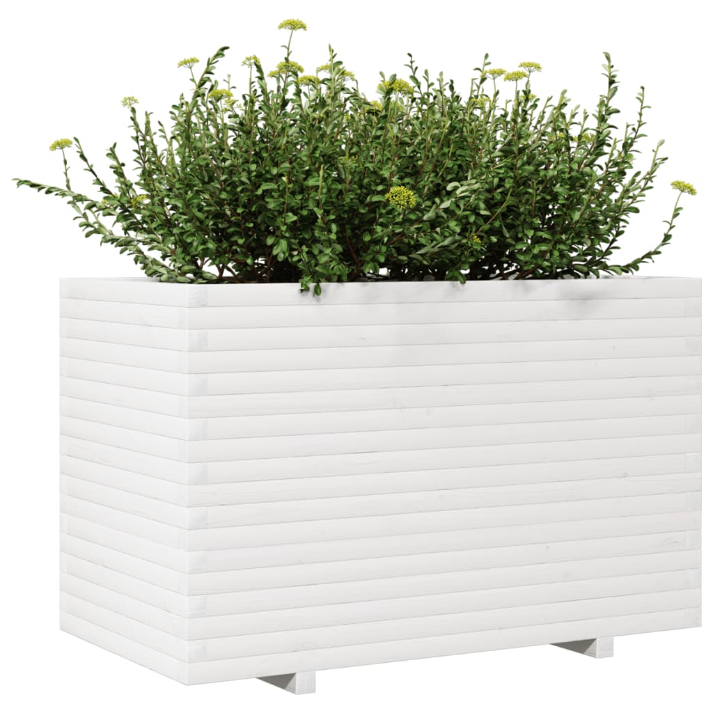 vidaXL Jardinieră de grădină, alb, 110x60x72 cm, lemn masiv de pin vidaXL Jardinieră de grădină, alb, 110x60x72 cm, lemn masiv de pin