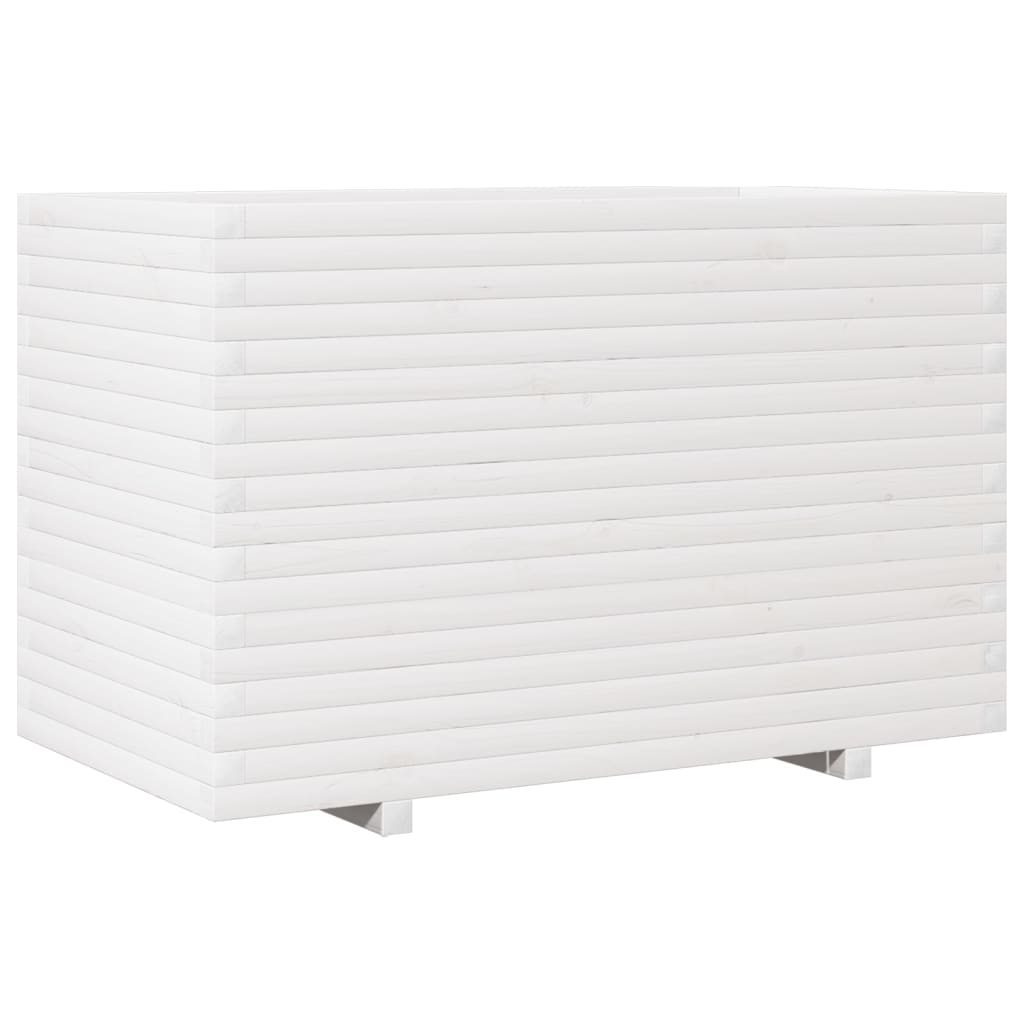 vidaXL Jardinieră de grădină, alb, 110x60x72 cm, lemn masiv de pin vidaXL Jardinieră de grădină, alb, 110x60x72 cm, lemn masiv de pin