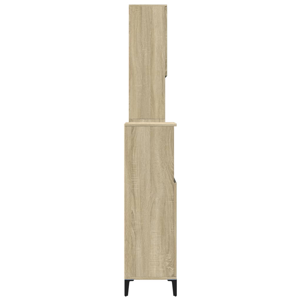 vidaXL Set mobilier de baie, 3 piese, stejar sonoma, lemn prelucrat vidaXL Set mobilier de baie, 3 piese, stejar sonoma, lemn prelucrat