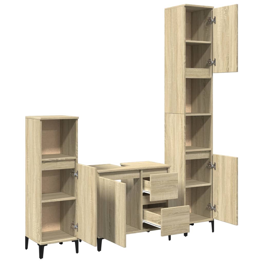 vidaXL Set mobilier de baie, 3 piese, stejar sonoma, lemn prelucrat vidaXL Set mobilier de baie, 3 piese, stejar sonoma, lemn prelucrat