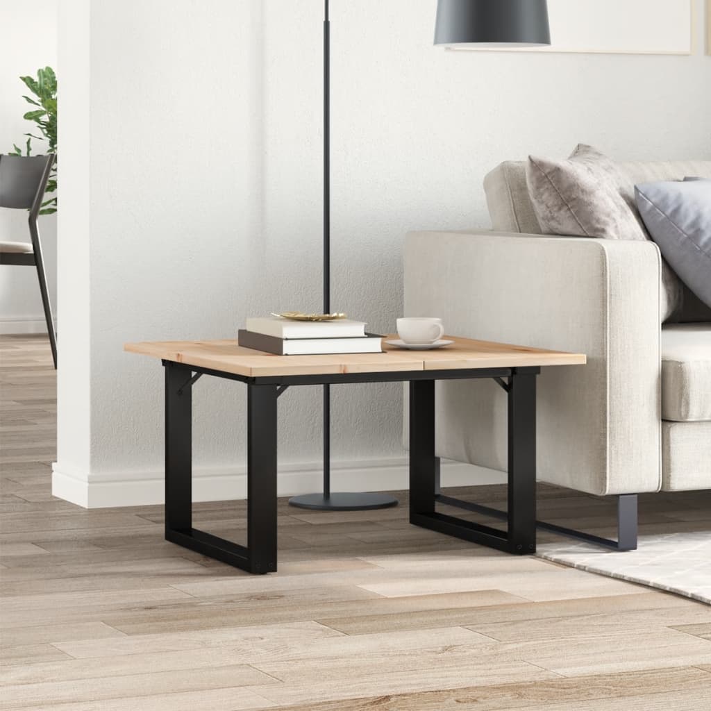 vidaXL Masă de cafea, cadru O, 70x70x40 cm, lemn masiv pin și Oţel