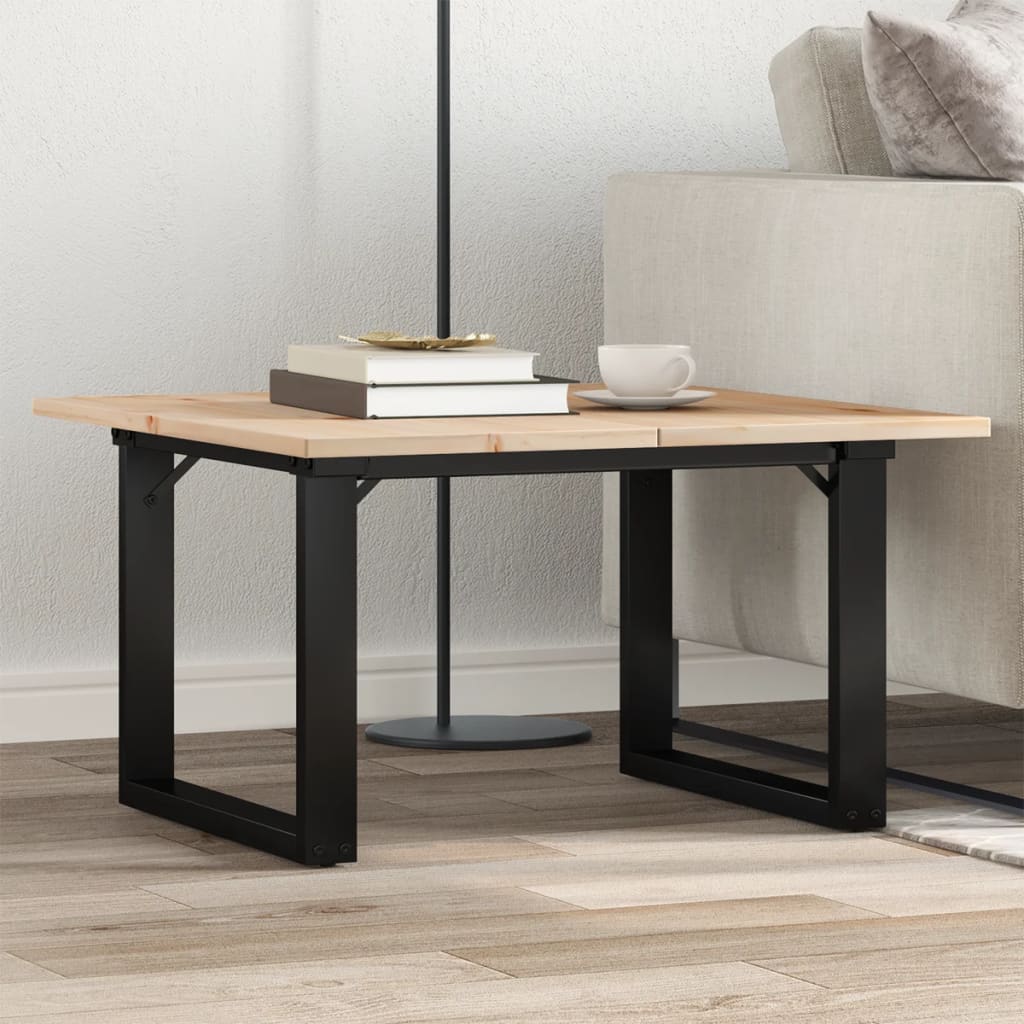 vidaXL Masă de cafea, cadru O, 70x70x40 cm, lemn masiv pin și Oţel