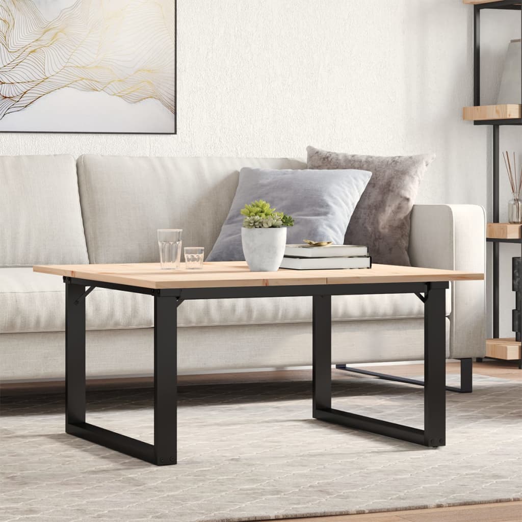 vidaXL Masă de cafea, cadru O, 80x80x45 cm, lemn masiv pin și Oţel