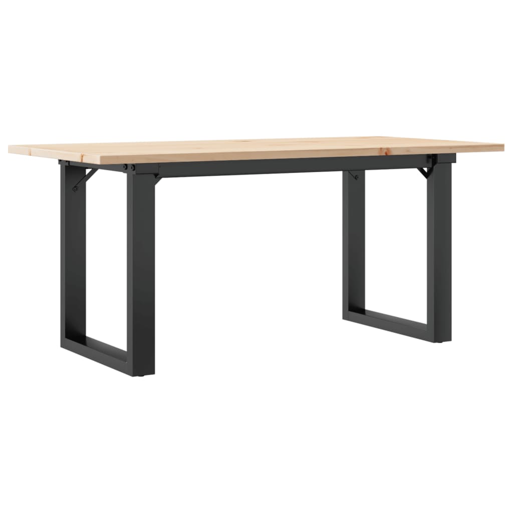 vidaXL Masă de cafea, cadru O, 90x40x45 cm, lemn masiv pin și Oţel