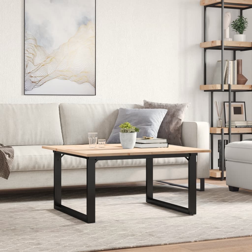 vidaXL Masă de cafea, cadru O, 90x90x45 cm, lemn masiv pin și Oţel