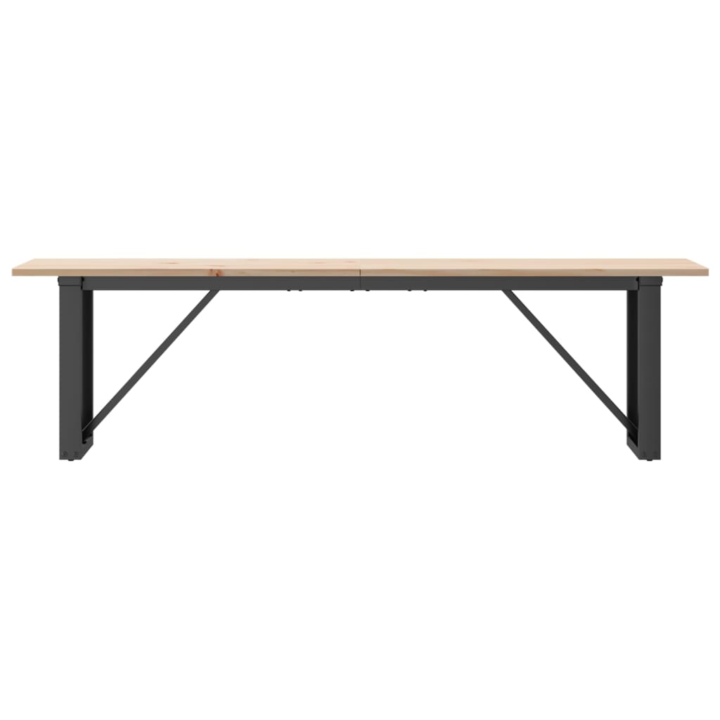 vidaXL Masă de cafea, cadru O, 160x40x45 cm, lemn masiv pin și Oţel vidaXL Masă de cafea, cadru O, 160x40x45 cm, lemn masiv pin și Oţel