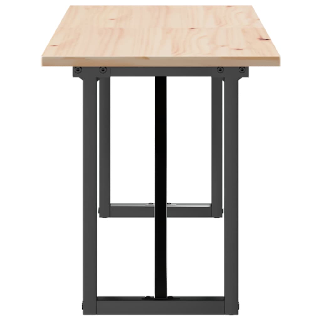 vidaXL Masă de cafea, cadru O, 160x40x45 cm, lemn masiv pin și Oţel vidaXL Masă de cafea, cadru O, 160x40x45 cm, lemn masiv pin și Oţel