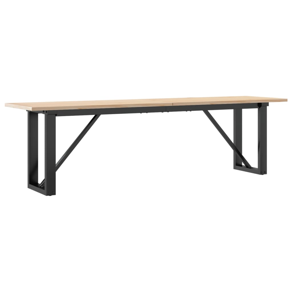 vidaXL Masă de cafea, cadru O, 160x40x45 cm, lemn masiv pin și Oţel vidaXL Masă de cafea, cadru O, 160x40x45 cm, lemn masiv pin și Oţel
