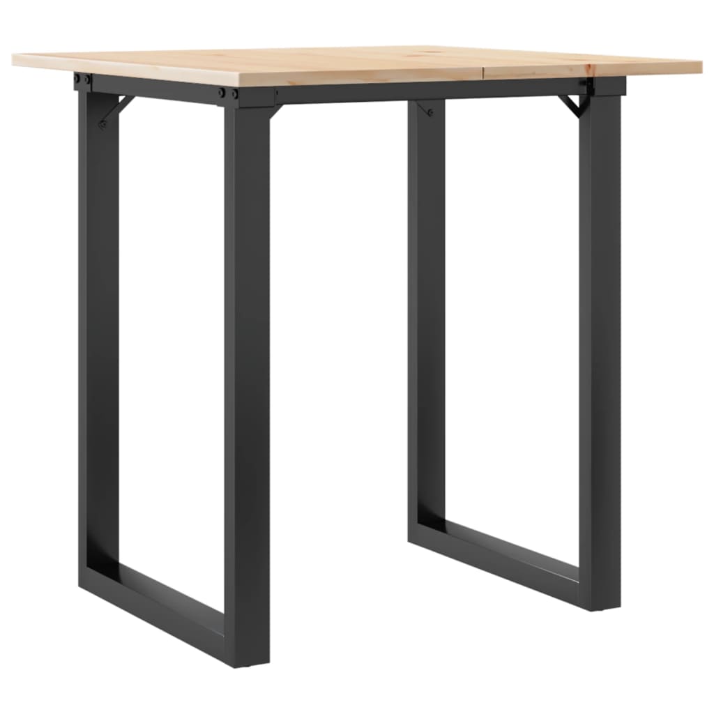 vidaXL Masă de bucătărie, cadru O, 60x60x75 cm lemn masiv pin și Oţel