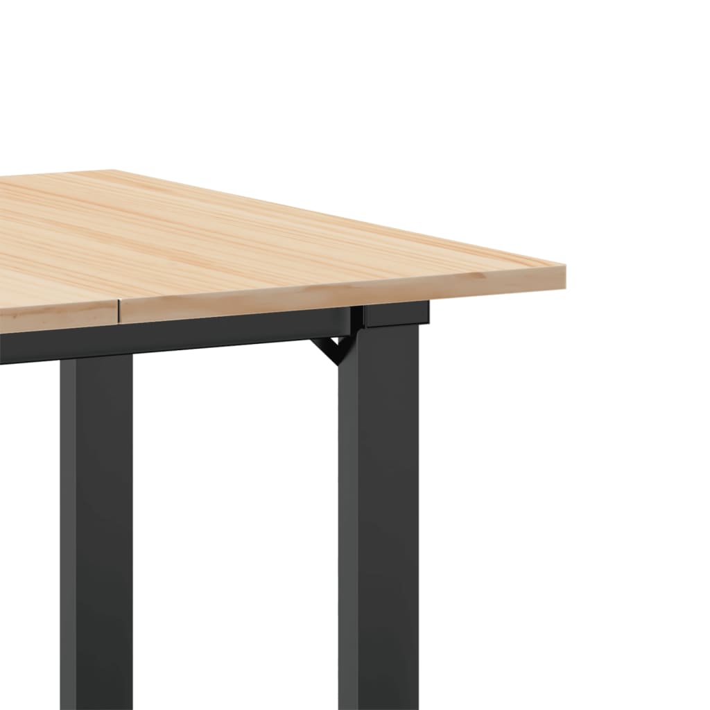 vidaXL Masă de bucătărie, cadru O, 60x60x75 cm lemn masiv pin și Oţel