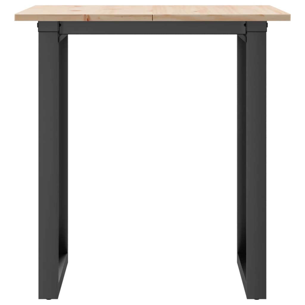 vidaXL Masă de bucătărie, cadru O, 70x70x75 cm lemn masiv pin și Oţel