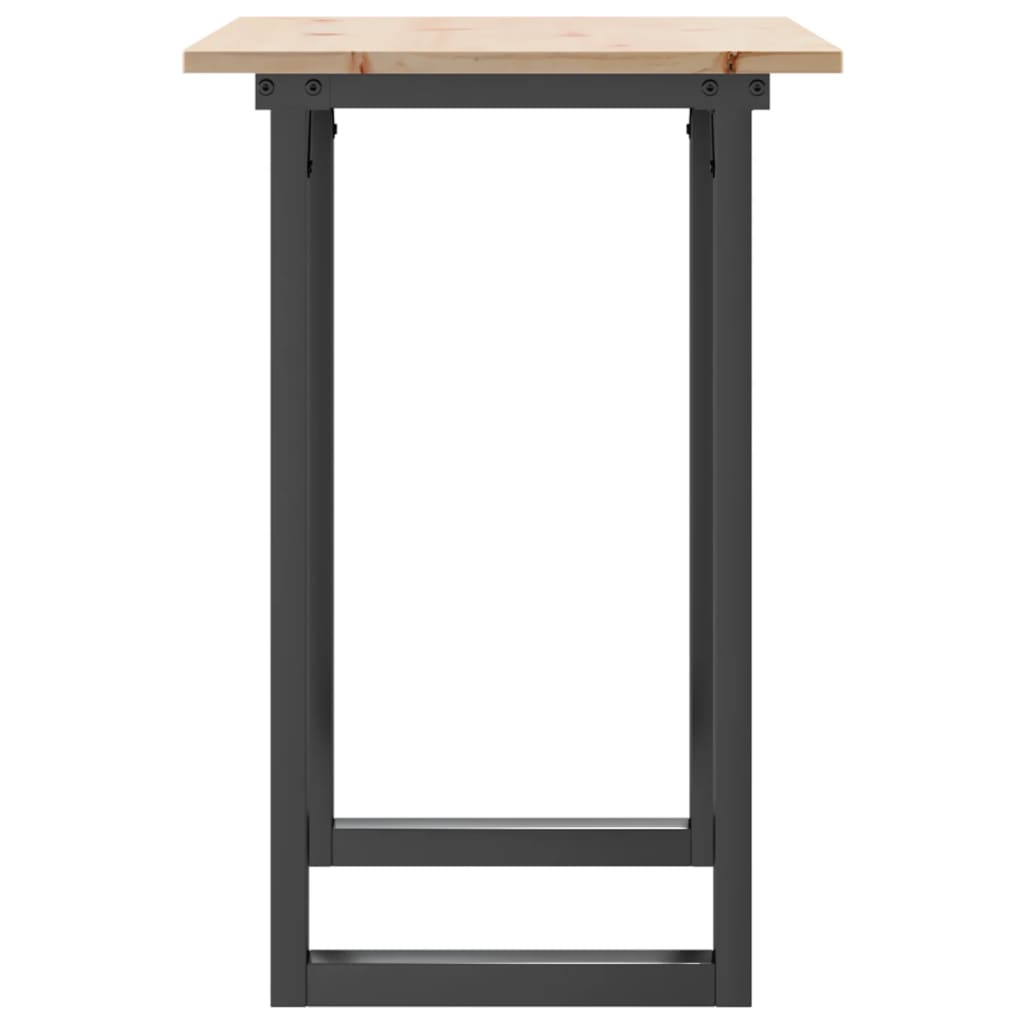 vidaXL Masă de bucătărie, cadru O, 80x50x75 cm lemn masiv pin și Oţel