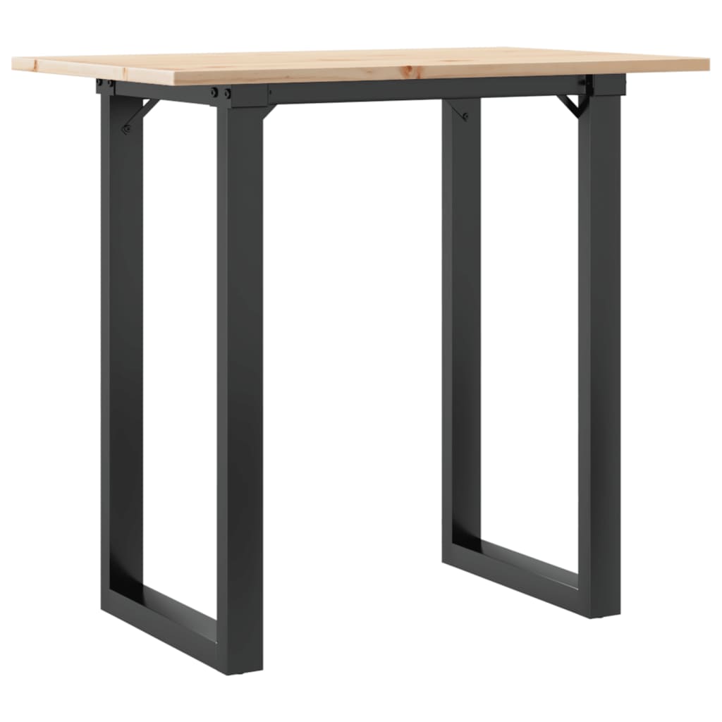 vidaXL Masă de bucătărie, cadru O, 80x50x75 cm lemn masiv pin și Oţel