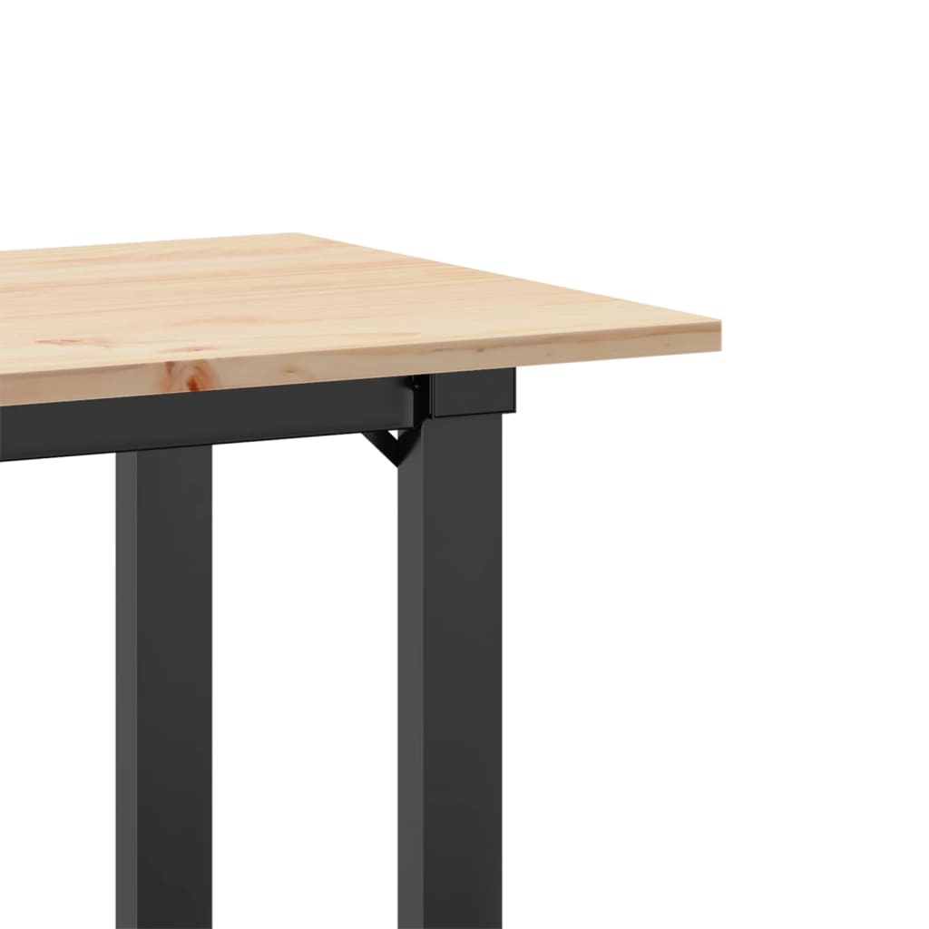 vidaXL Masă de bucătărie, cadru O, 80x50x75 cm lemn masiv pin și Oţel