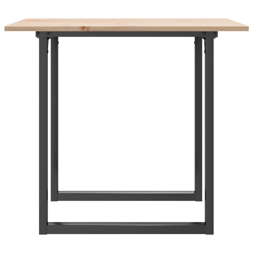 vidaXL Masă de bucătărie, cadru O, 80x80x75 cm lemn masiv pin și Oţel