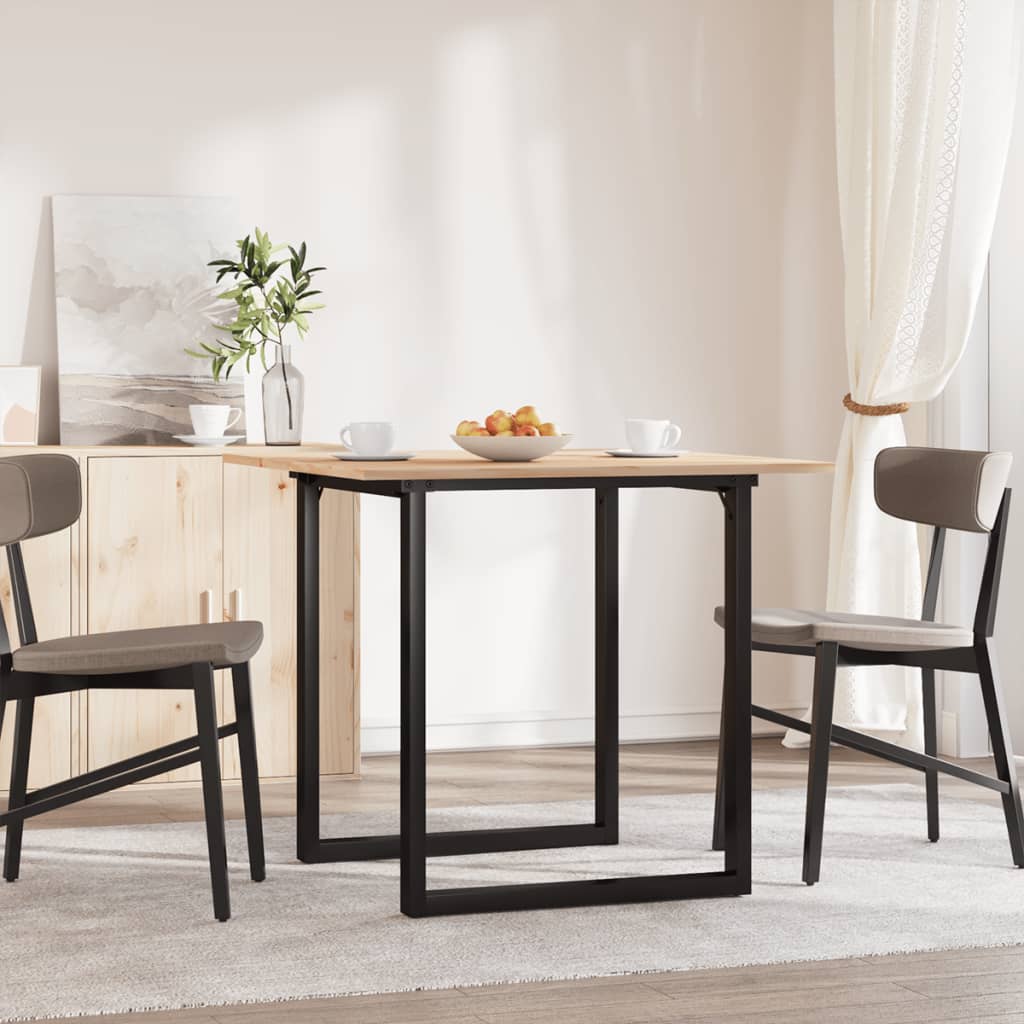 vidaXL Masă de bucătărie, cadru O, 90x90x75 cm lemn masiv pin și Oţel