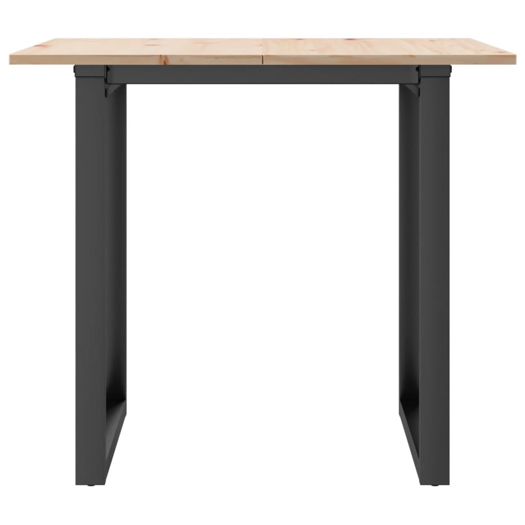 vidaXL Masă de bucătărie, cadru O, 90x90x75 cm lemn masiv pin și Oţel