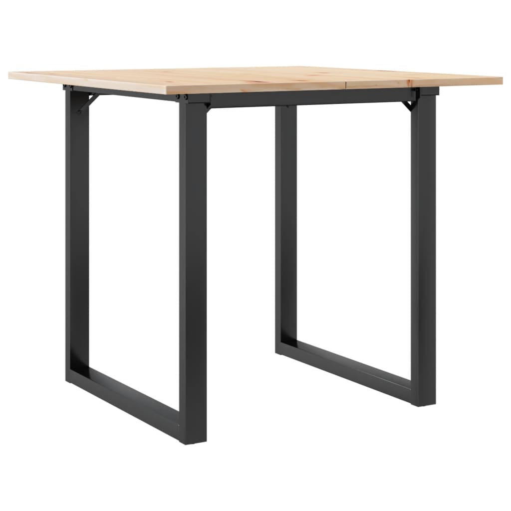 vidaXL Masă de bucătărie, cadru O, 90x90x75 cm lemn masiv pin și Oţel