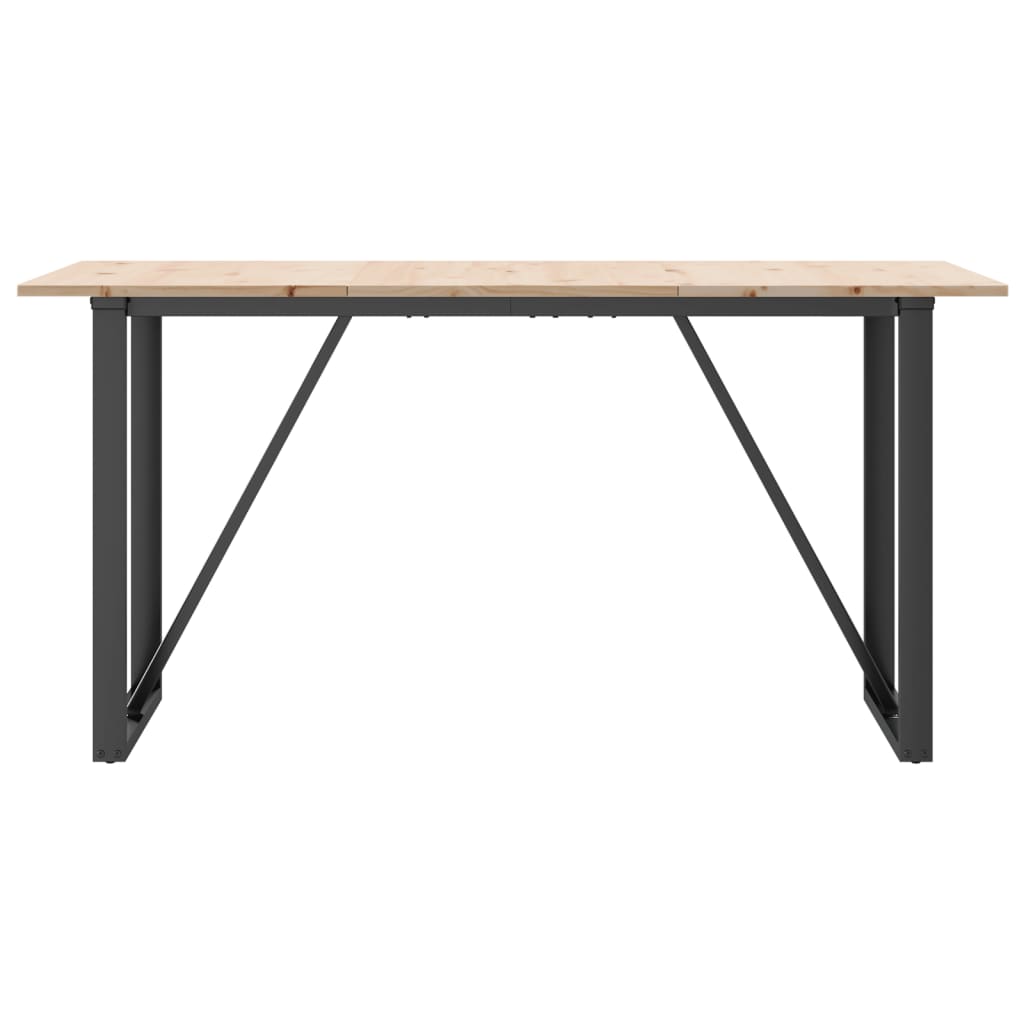 vidaXL Masă de bucătărie, cadru O, 160x80x75cm lemn masiv pin și Oţel vidaXL Masă de bucătărie, cadru O, 160x80x75cm lemn masiv pin și Oţel