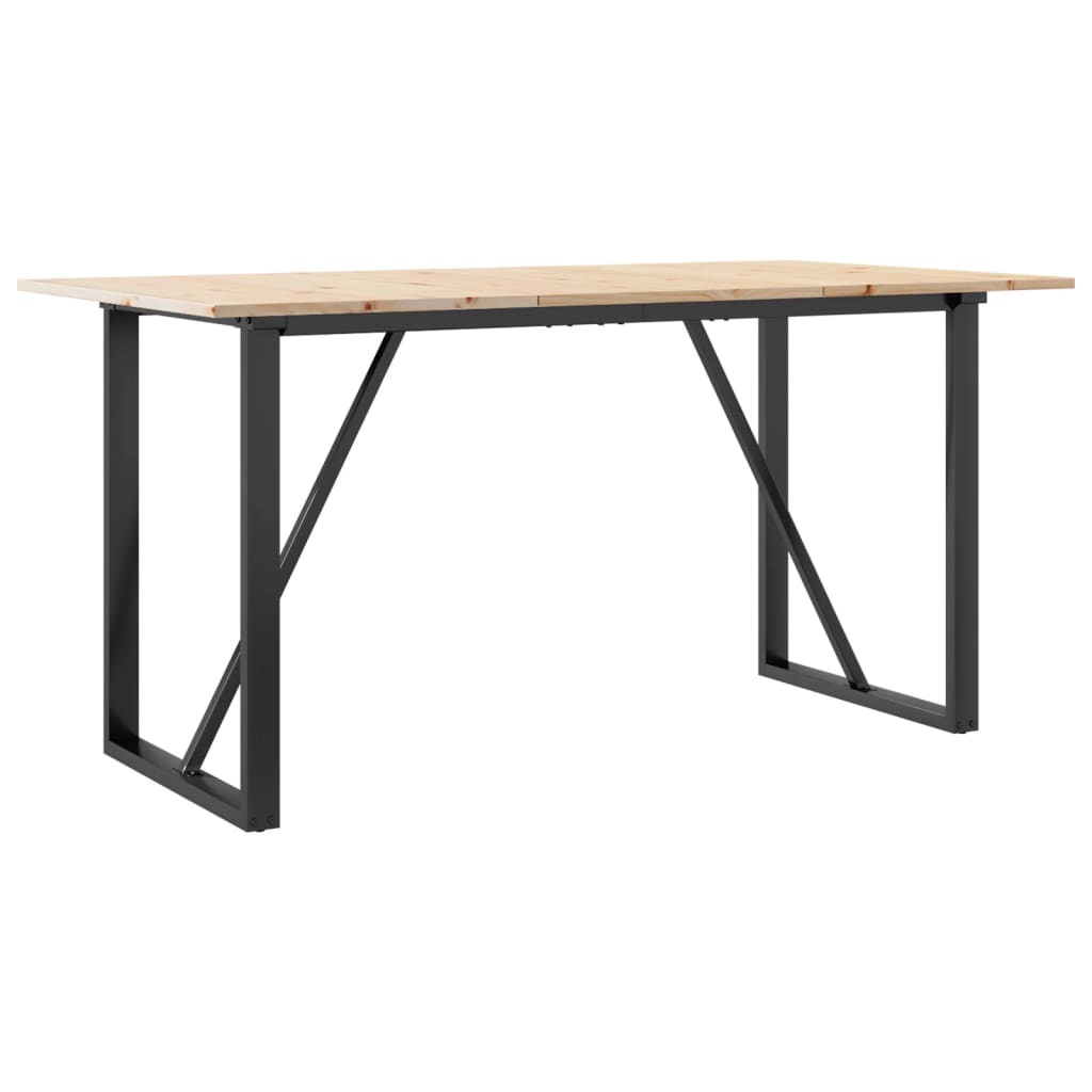 vidaXL Masă de bucătărie, cadru O, 160x80x75cm lemn masiv pin și Oţel vidaXL Masă de bucătărie, cadru O, 160x80x75cm lemn masiv pin și Oţel