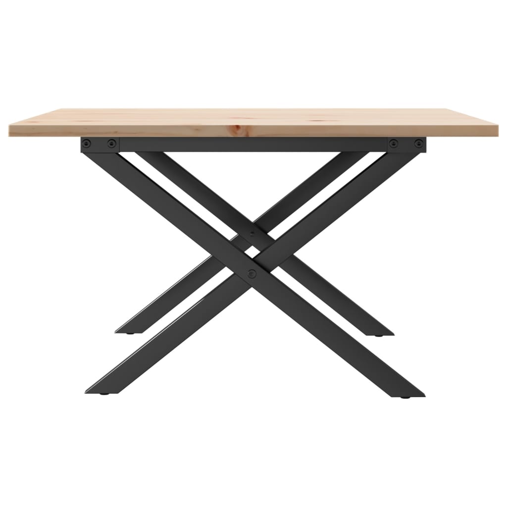 vidaXL Masă de cafea, cadru X, 60x60x40 cm, lemn masiv pin și Oţel vidaXL Masă de cafea, cadru X, 60x60x40 cm, lemn masiv pin și Oţel