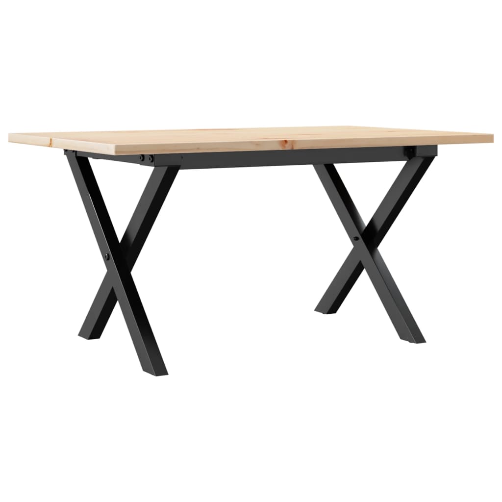 vidaXL Masă de cafea, cadru X, 80x50x40 cm, lemn masiv pin și Oţel