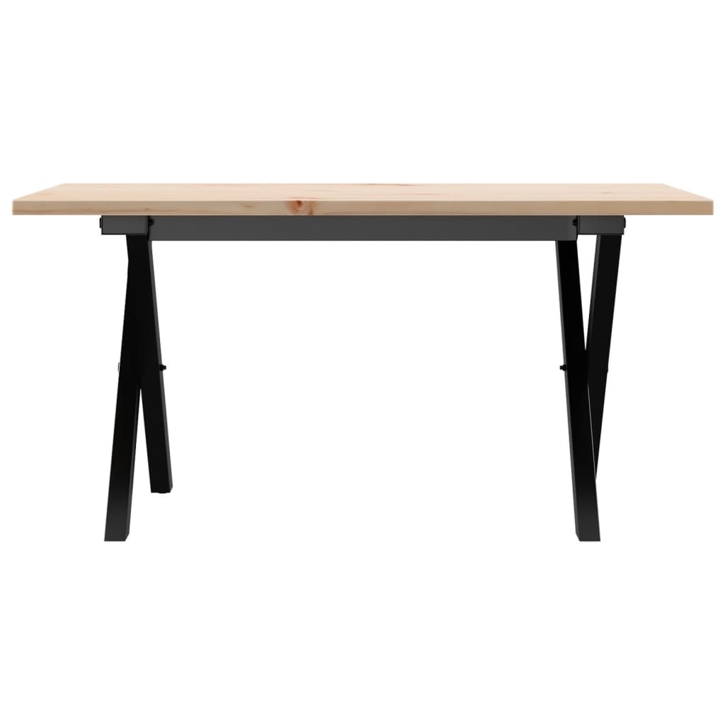 vidaXL Masă de cafea, cadru X, 80x50x40 cm, lemn masiv pin și Oţel