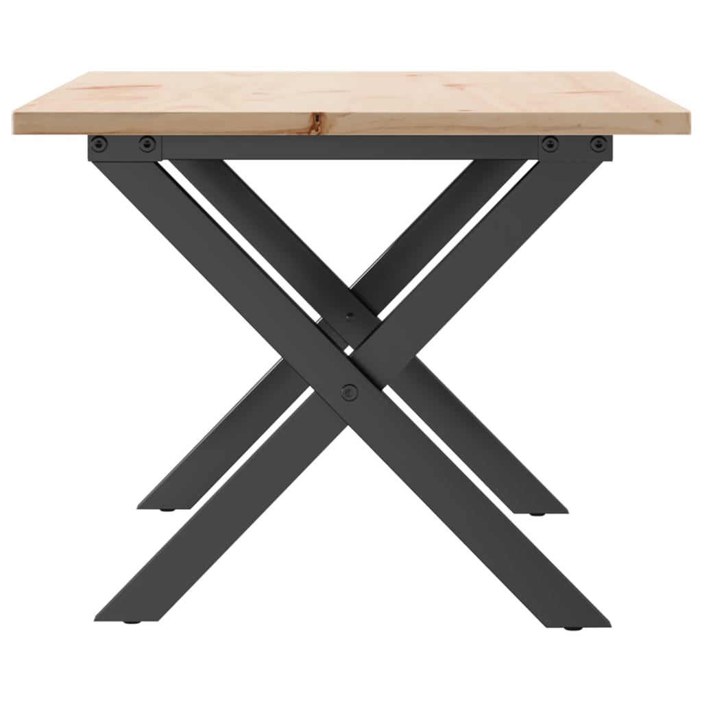 vidaXL Masă de cafea, cadru X, 80x50x40 cm, lemn masiv pin și Oţel