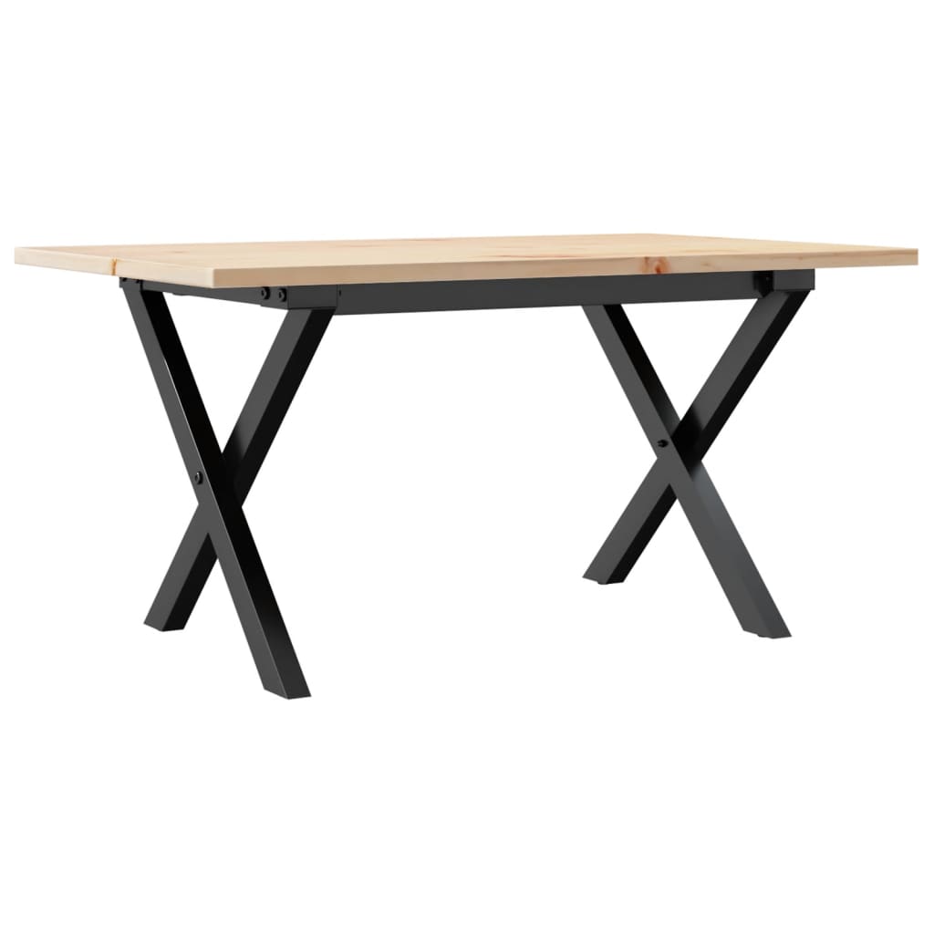 vidaXL Masă de cafea, cadru X, 80x50x40 cm, lemn masiv pin și Oţel
