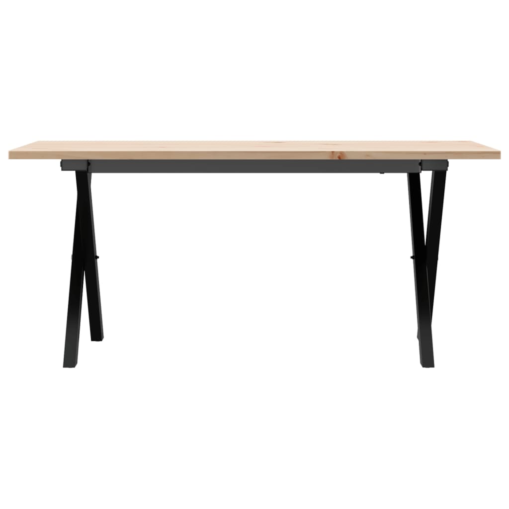 vidaXL Masă de cafea, cadru X, 90x40x45 cm, lemn masiv pin și Oţel