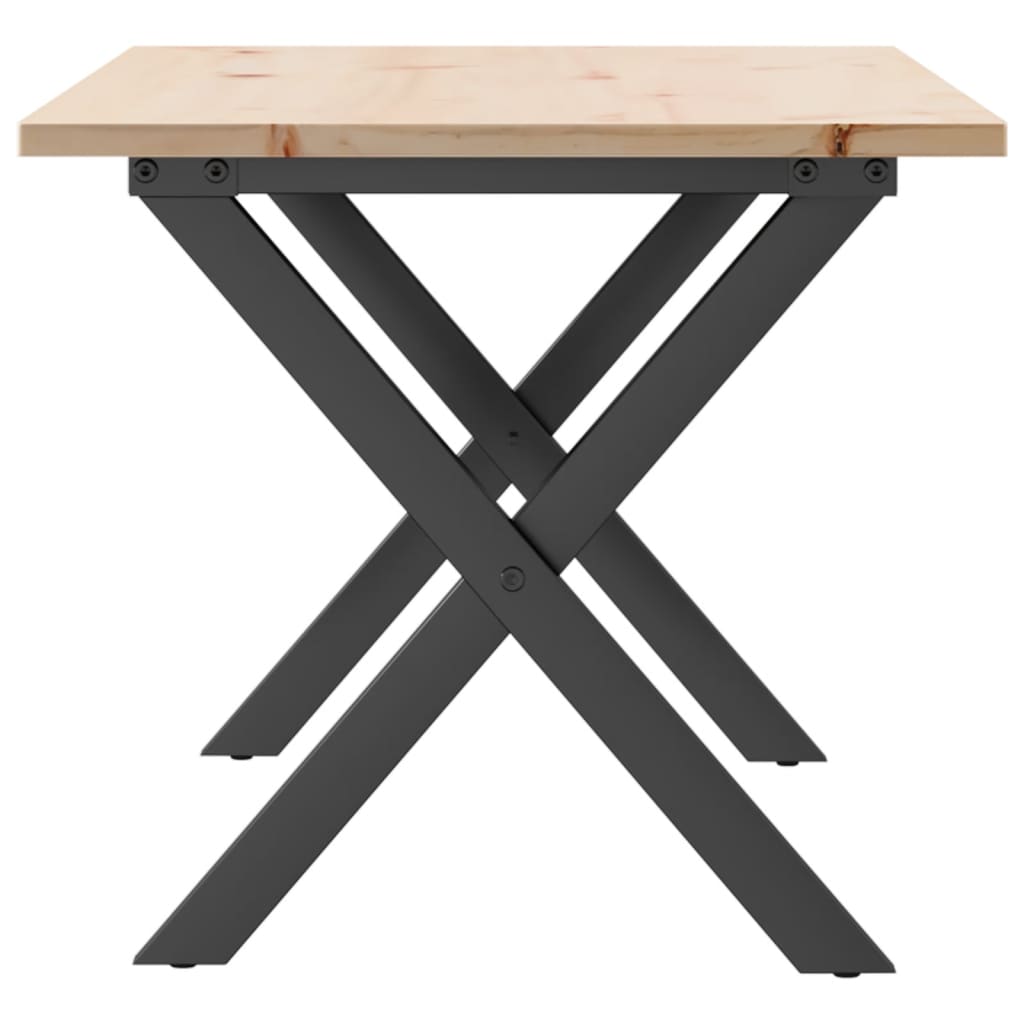 vidaXL Masă de cafea, cadru X, 90x40x45 cm, lemn masiv pin și Oţel
