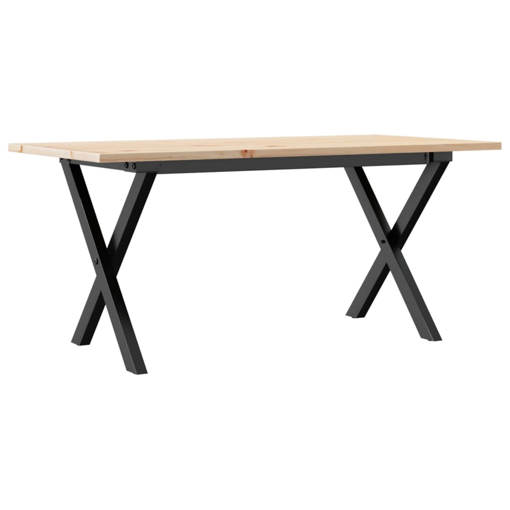 vidaXL Masă de cafea, cadru X, 90x40x45 cm, lemn masiv pin și Oţel