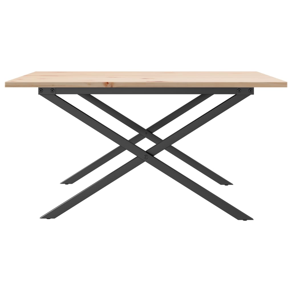 vidaXL Masă de cafea, cadru X, 90x90x45 cm, lemn masiv pin și Oţel