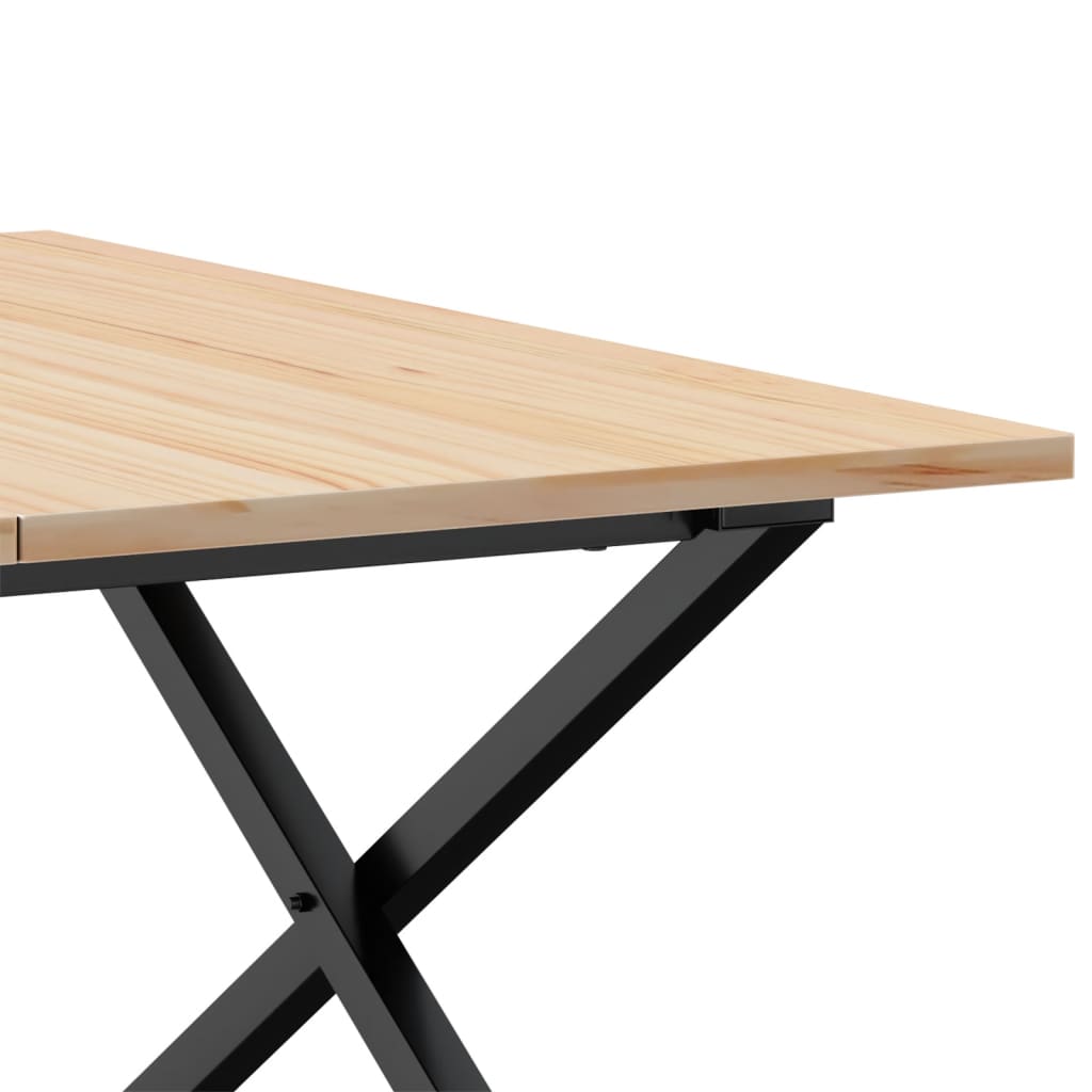 vidaXL Masă de cafea, cadru X, 90x90x45 cm, lemn masiv pin și Oţel