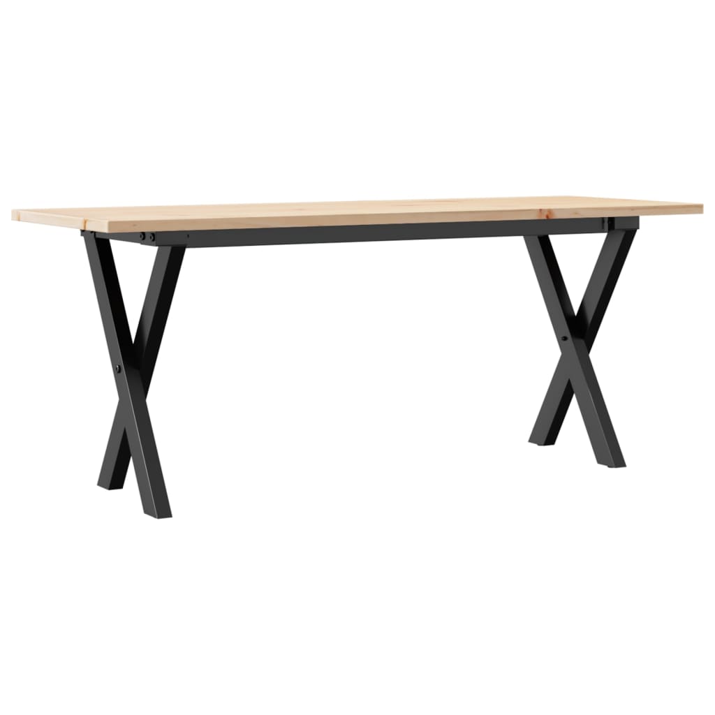 vidaXL Masă de cafea, cadru X, 110x40x45 cm, lemn masiv pin și Oţel vidaXL Masă de cafea, cadru X, 110x40x45 cm, lemn masiv pin și Oţel