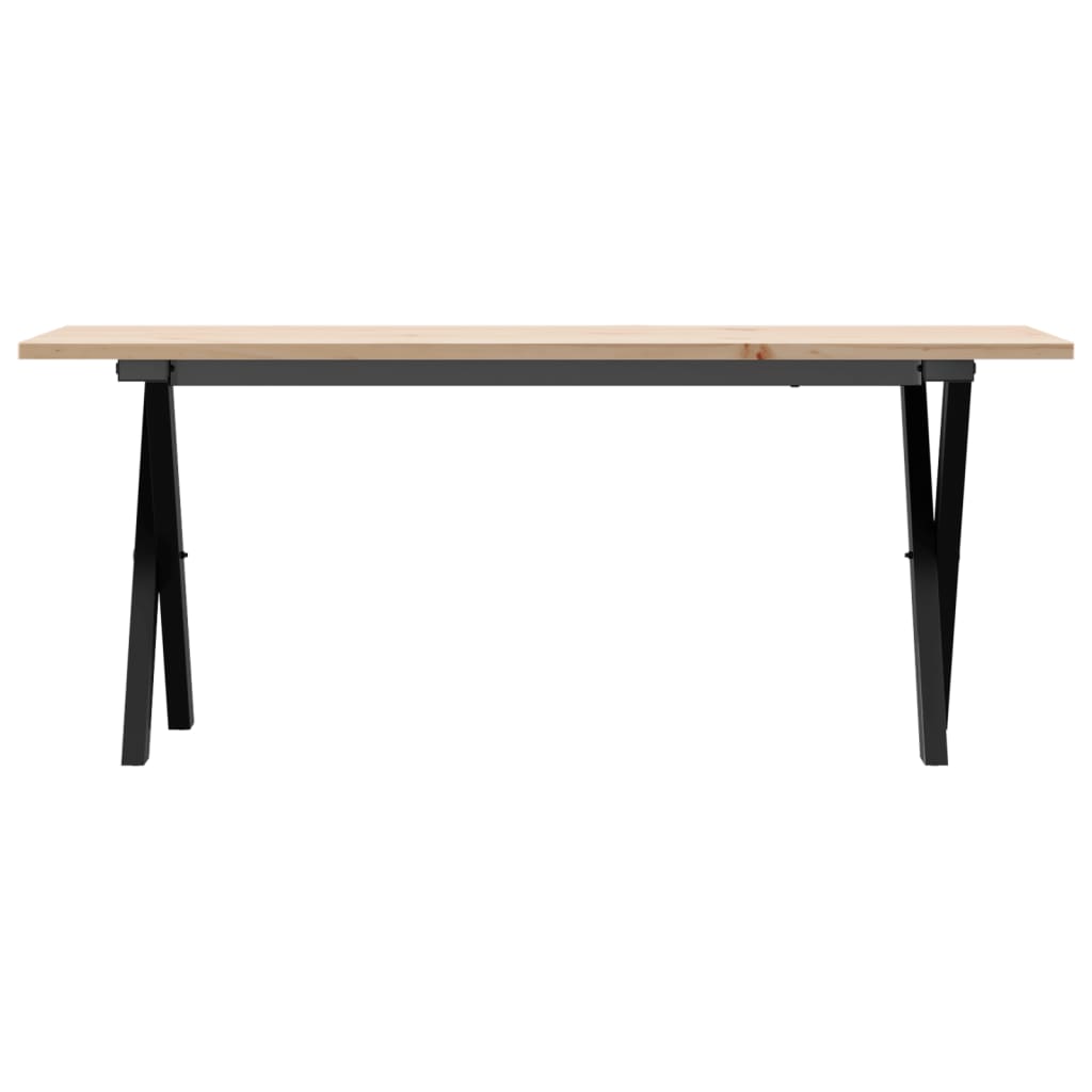 vidaXL Masă de cafea, cadru X, 110x40x45 cm, lemn masiv pin și Oţel vidaXL Masă de cafea, cadru X, 110x40x45 cm, lemn masiv pin și Oţel