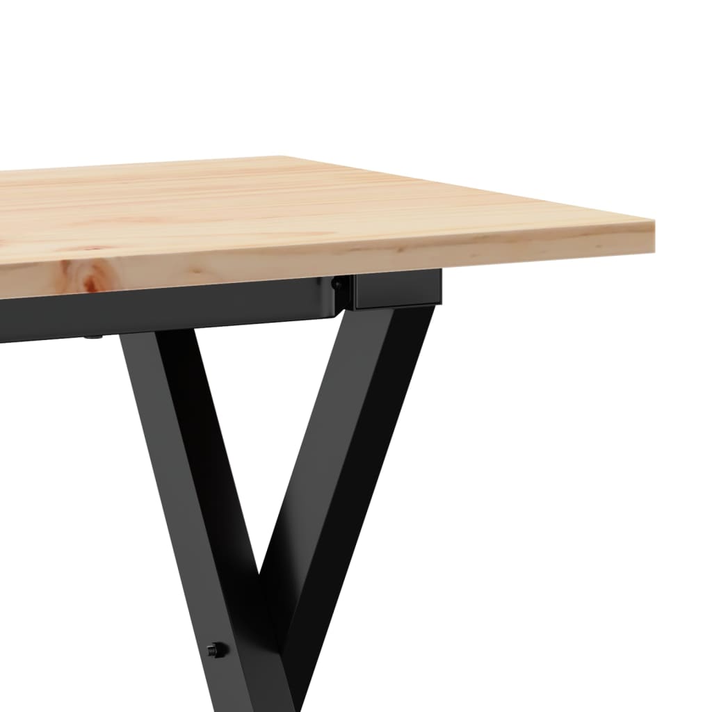vidaXL Masă de cafea, cadru X, 110x40x45 cm, lemn masiv pin și Oţel vidaXL Masă de cafea, cadru X, 110x40x45 cm, lemn masiv pin și Oţel