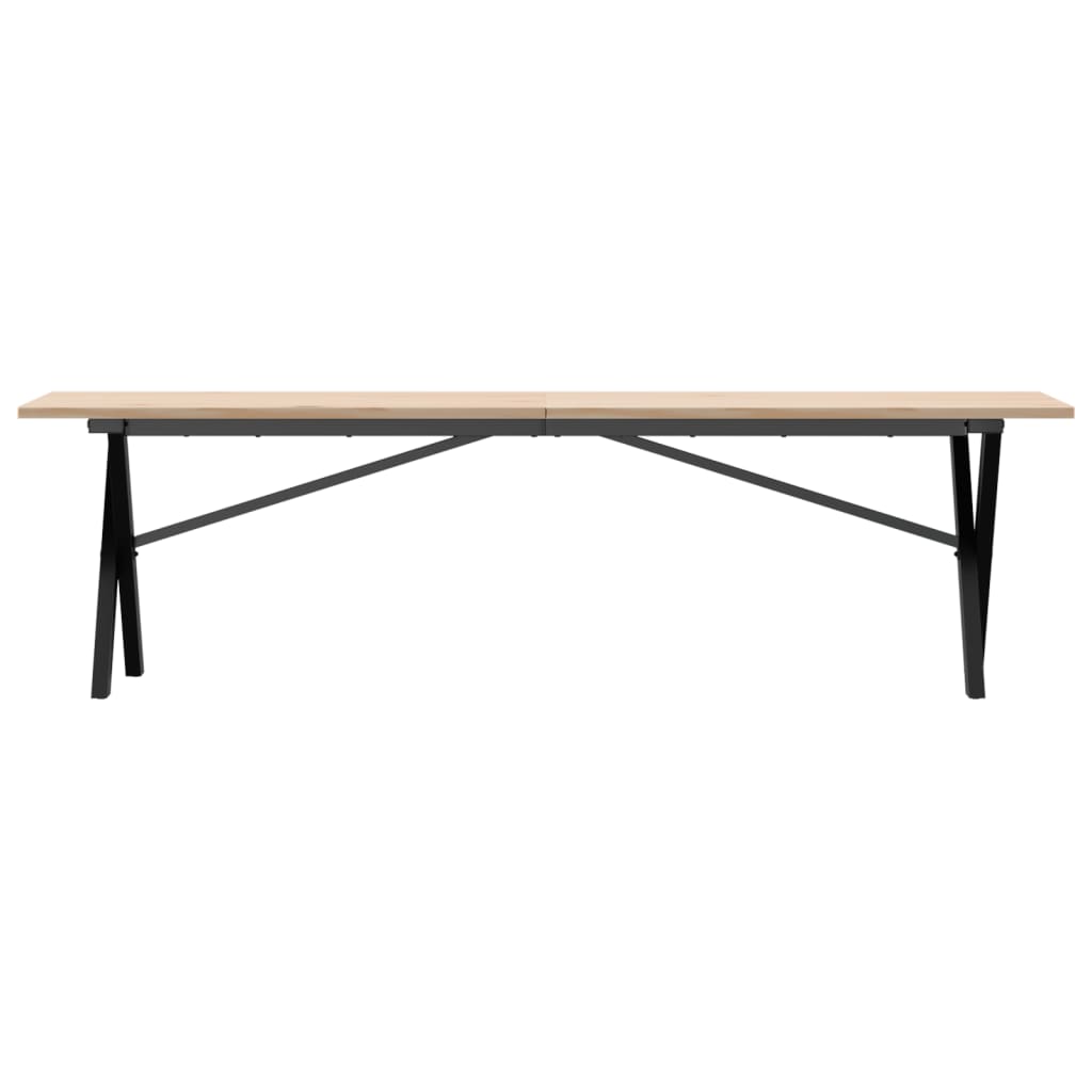 vidaXL Masă de cafea, cadru X, 160x40x45 cm, lemn masiv pin și Oţel