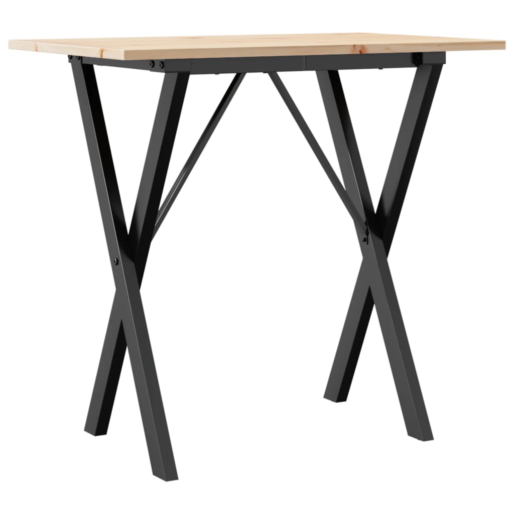 vidaXL Masă de bucătărie, cadru X, 80x50x75 cm lemn masiv pin și Oţel